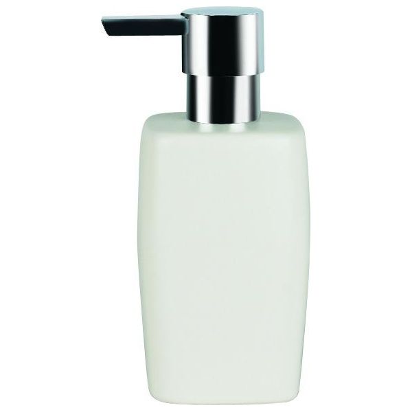 Distributore Di Sapone Spirella "Retro"" | Con Pompa Colorata In Acciaio Inox | Distributore Di Sapone Liquido | Porcellana | 300Ml | Resistente E Robusto | Bianco"-image