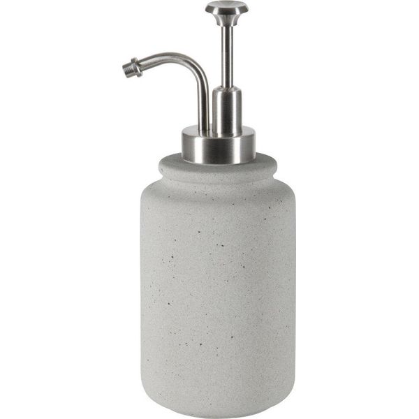 Dispenser Di Sapone Spirella "Cement"" | Con Pompa In Acciaio Inox | Dispenser Di Sapone Liquido | Ceramica | 300Ml | Resistente E Robusto | Grigio"-image