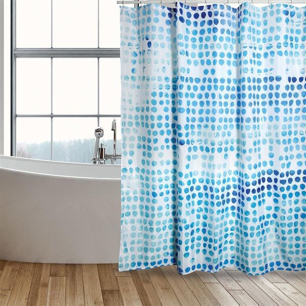 Msv® Tenda Doccia Antimuffa "Watercolor"" 145400 - Antibatterica, Lavabile, Impermeabile - Poliestere 180X200Cm Bianco-Blu"-image