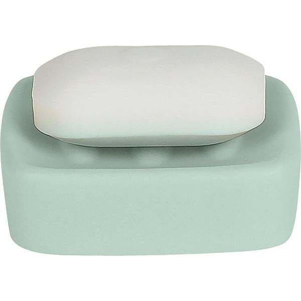 Spirella Portasapone Look Pietra Accessori Decorativi Per Il Bagno Portasapone "Retro"" Dimensioni: 10,5 X 10,5 X 3 Cm - Verde Pastello"-image