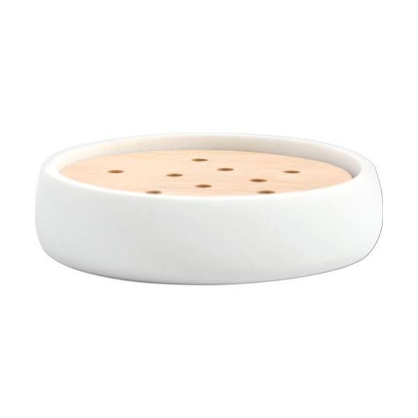 Portasapone Spirella Accessori Decorativi Per Il Bagno Portasapone "Sven"" Dimensioni: 11,6 X 11,6 X 2,4 Cm - Legno Bianco"-image
