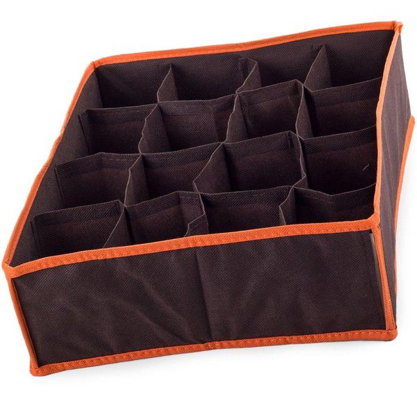 Verk 01620_BR Organizzatore Per Cassetti Della Biancheria Con 16 Scomparti, Marrone Scuro-image