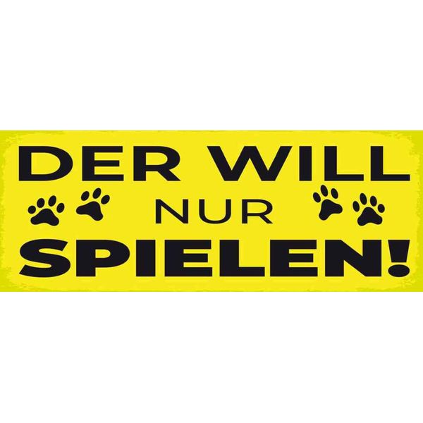 Vianmo Insegna In Legno 10X27 Cm Hund Will Nur Spielen-image