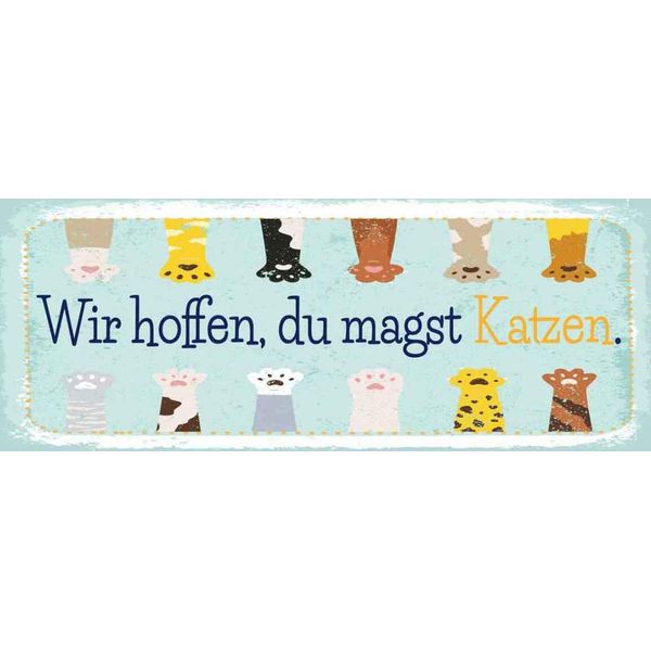 Vianmo Insegna In Legno 10X27 Cm Katze Wir Hoffen Du Magst Katzen-image