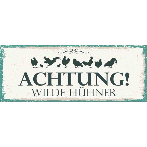 Vianmo Insegna In Legno 10X27 Cm Achtung Wilde HüHner-image