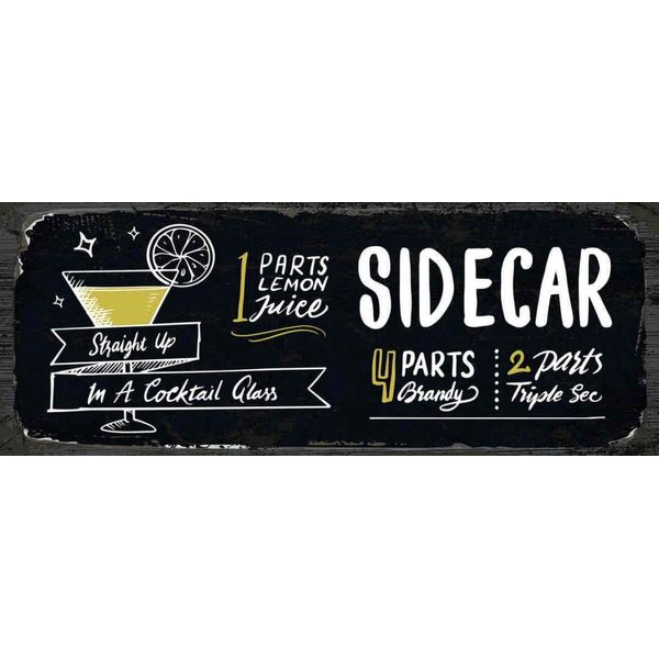 Vianmo Insegna In Legno 10X27 Cm Sidecar Cocktail Recipe-image