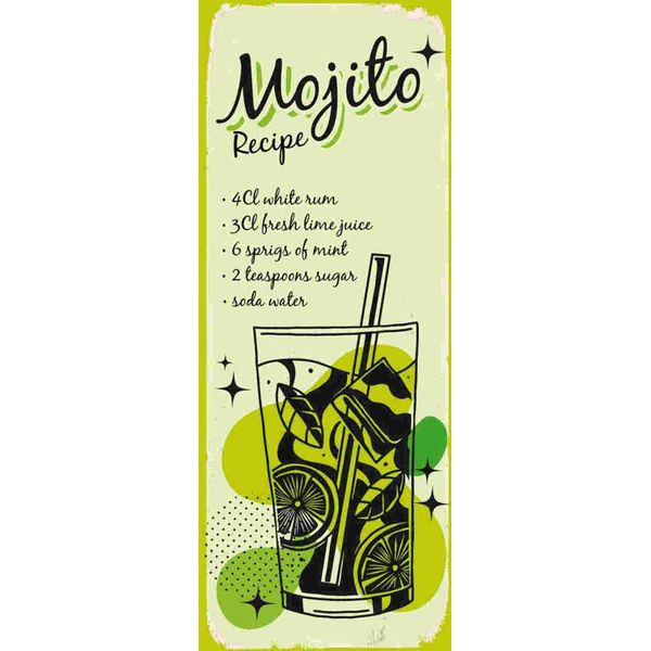 Vianmo Insegna In Legno 27X10 Cm Mojito Cocktail Recipe Drink-image