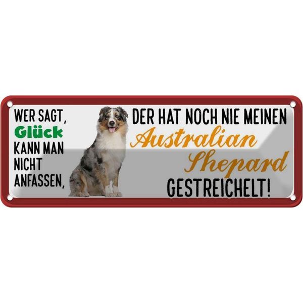 Vianmo Insegna Di Latta 10X27 Cm Australian Shepard Hund Gestreichelt-image