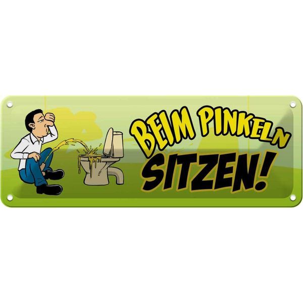 Vianmo Insegna Di Latta 10X27 Cm Beim Pinkeln Sitzen-image