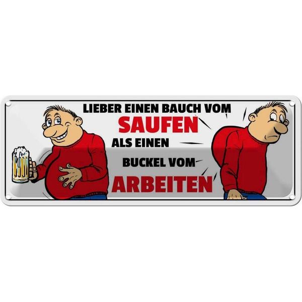 Vianmo Insegna Di Latta 10X27 Cm Lieber Saufen Statt Buckel-image