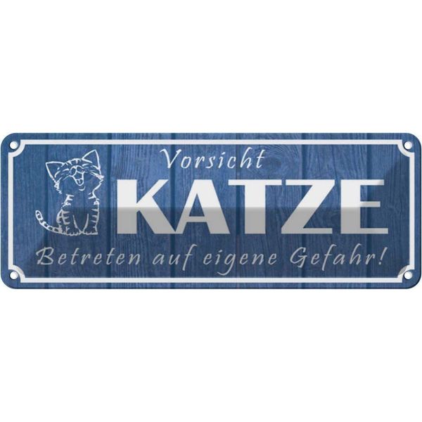 Vianmo Insegna Di Latta 10X27 Cm Vorsicht Katze Eigene Gefahr-image