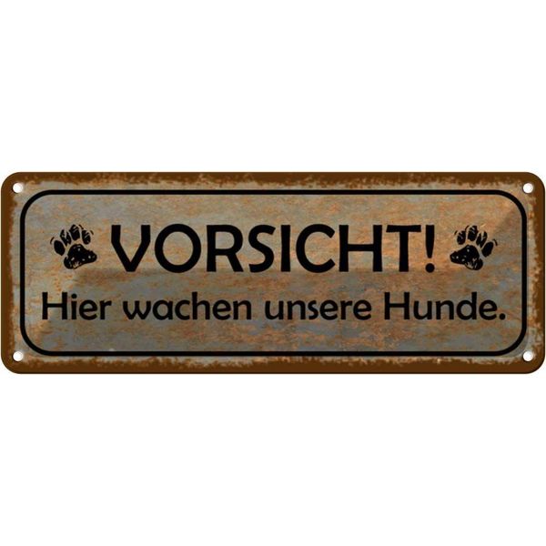 Vianmo Insegna Di Latta 10X27 Cm Vorsicht Hier Wachen Hunde-image