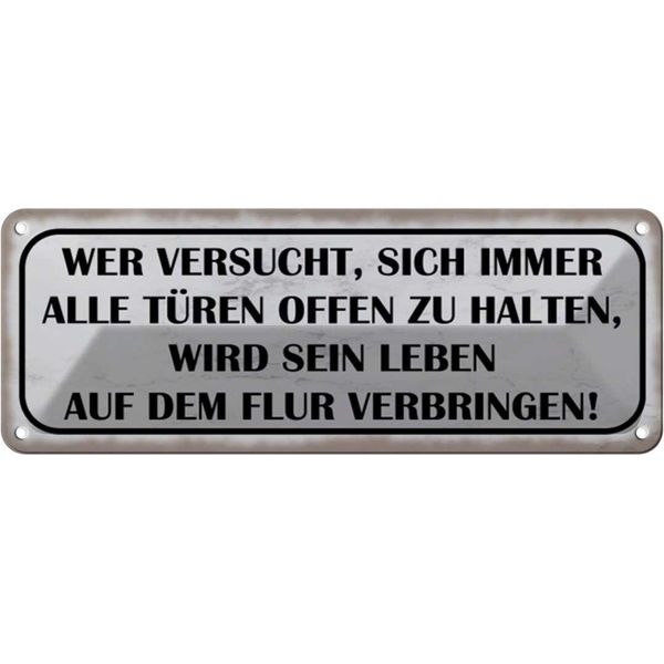 Vianmo Insegna Di Latta 10X27 Cm Wer Versucht Alle TüRen Offen-image