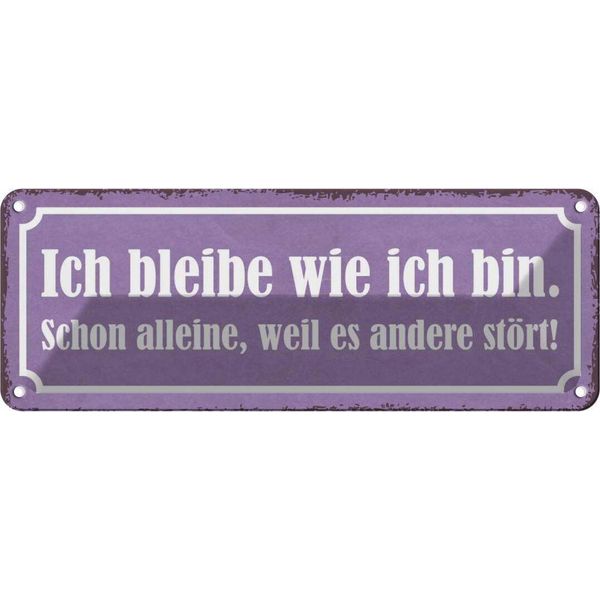 Vianmo Insegna Di Latta 10X27 Cm Ich Bleibe Wie Ich Bin Alleine-image