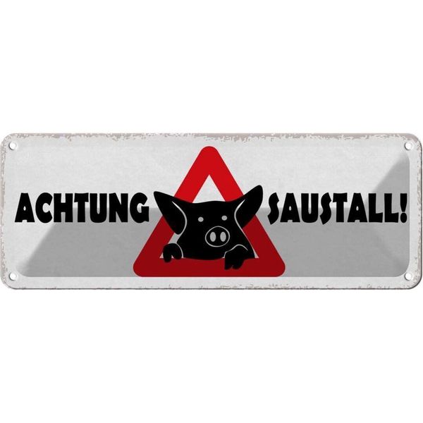 Vianmo Insegna Di Latta 10X27 Cm Achtung Saustall-image