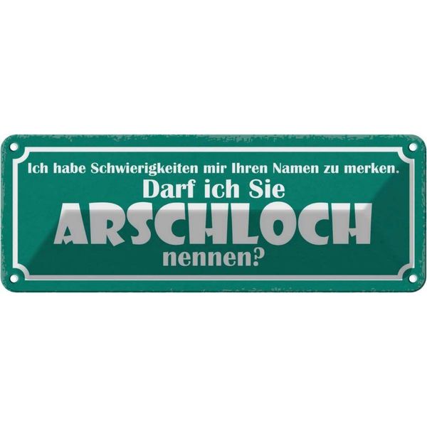 Vianmo Insegna Di Latta 10X27 Cm Darf Ich Sie Arschloch Nennen-image