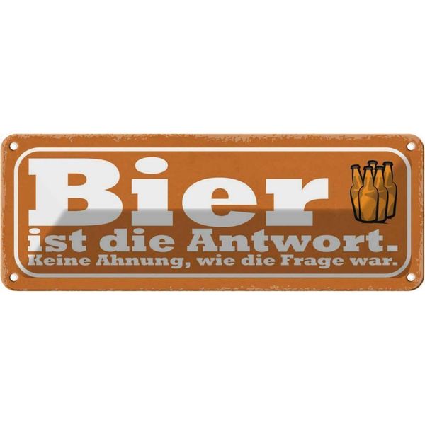Vianmo Insegna Di Latta 10X27 Cm Bier Ist Die Antwort Frage War-image