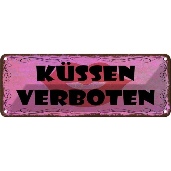 Vianmo Insegna Di Latta 10X27 Cm KüSsen Verboten Kuss-image