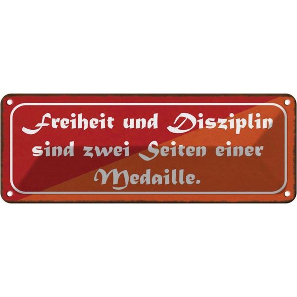 Vianmo Insegna Di Latta 10X27 Cm Freiheit Disziplin Zwei Seiten-image