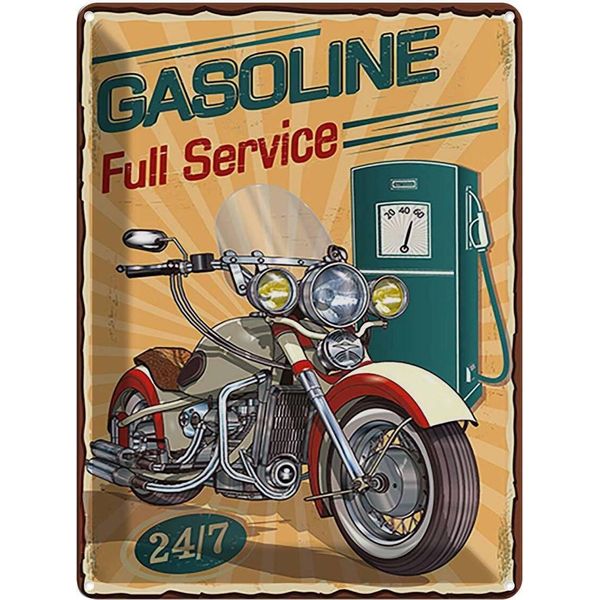 Vianmo Insegna Di Latta 40X30 Cm Gasoline Fuli Service 24/7-image