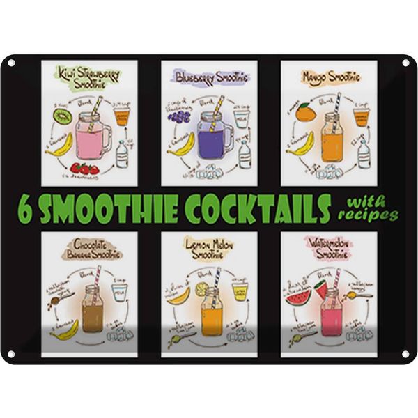 Vianmo Insegna Di Latta 30X40 Cm 6 Smoothie Cocktails Recipes-image