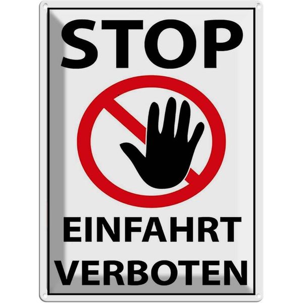 Vianmo Insegna Di Latta 40X30 Cm Stop Einfahrt Verboten-image