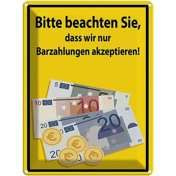 Vianmo Insegna Di Latta 40X30 Cm Beachten Nur Bargeld Akzeptiert-image