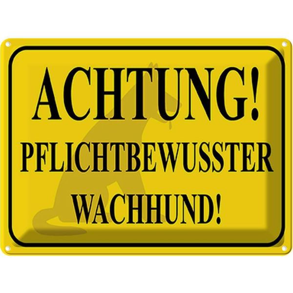 Vianmo Insegna Di Latta 30X40 Cm Achtung Wachhund Pflichtbewusst-image