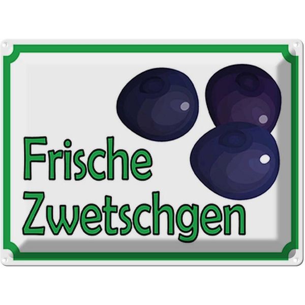 Vianmo Insegna Di Latta 30X40 Cm Frische Zwetschgen Hofladen-image