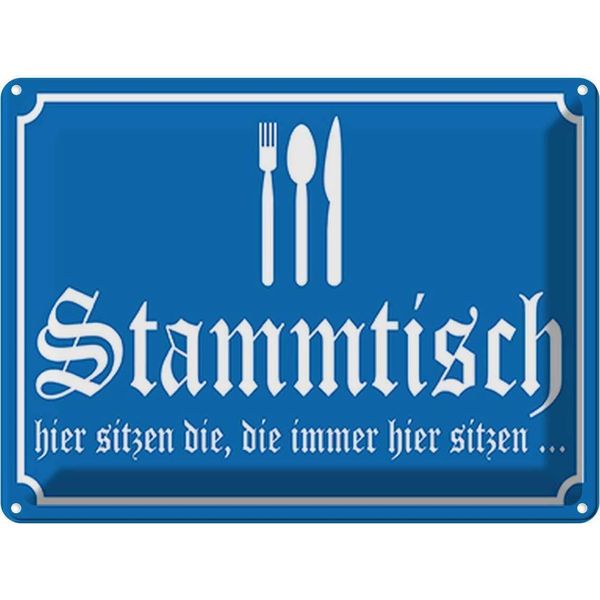 Vianmo Insegna Di Latta 30X40 Cm Stammtisch Hier Sitzen Blau-image
