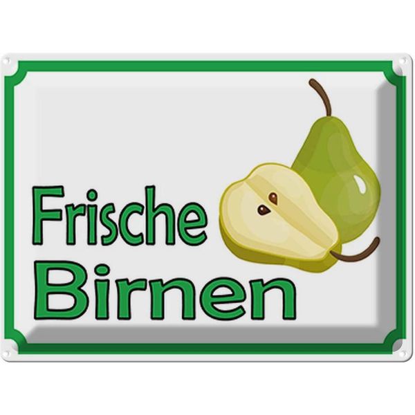 Vianmo Insegna Di Latta 30X40 Cm Frische Birnen Hofladen-image