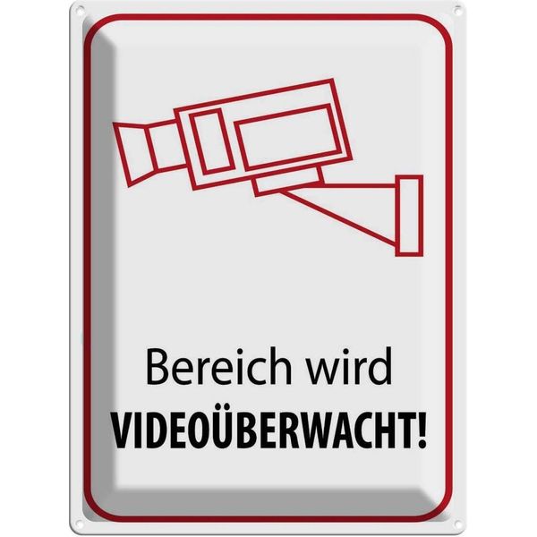 Vianmo Insegna Di Latta 40X30 Cm Bereich Wird VideoüBerwacht-image