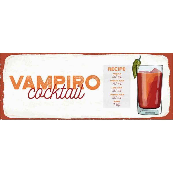 Vianmo Insegna In Legno 10X27 Cm Vampiro Cocktail Recipe Tequila-image