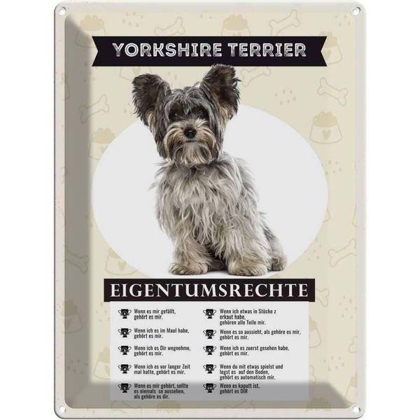 Vianmo Insegna Di Latta 40X30 Cm Yorkshire Terrier Eigentumsrechte-image