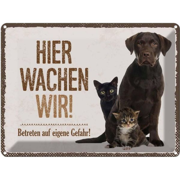 Vianmo Insegna Di Latta 30X40 Cm Tiere Hund Hier Wachen Wir-image