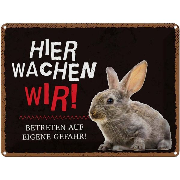 Vianmo Insegna Di Latta 30X40 Cm Tiere Hase Hier Wachen Wir-image