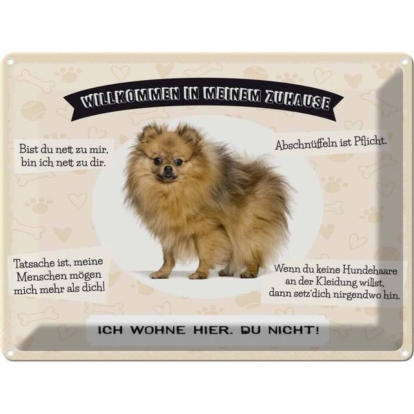 Vianmo Insegna Di Latta 30X40 Cm Tiere Spitz Willkommen Wohne Hier-image