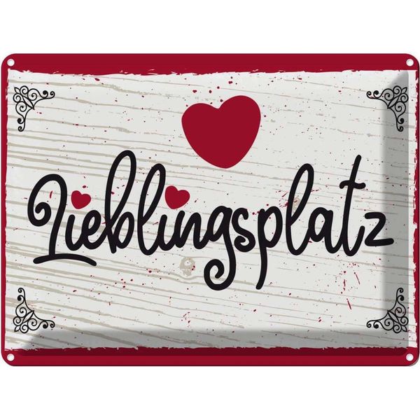 Vianmo Insegna Di Latta 30X40 Cm Lieblingsplatz Herz Rot-image
