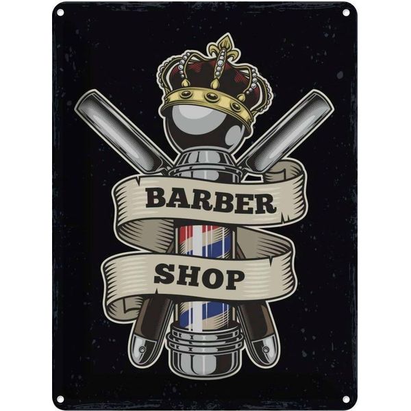 Vianmo Insegna Di Latta 40X30 Cm Barbershop Friseur Salon Haare-image