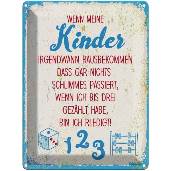 Vianmo Insegna Di Latta 40X30 Cm Kinder Wenn Ich Bis Drei ZäHle-image