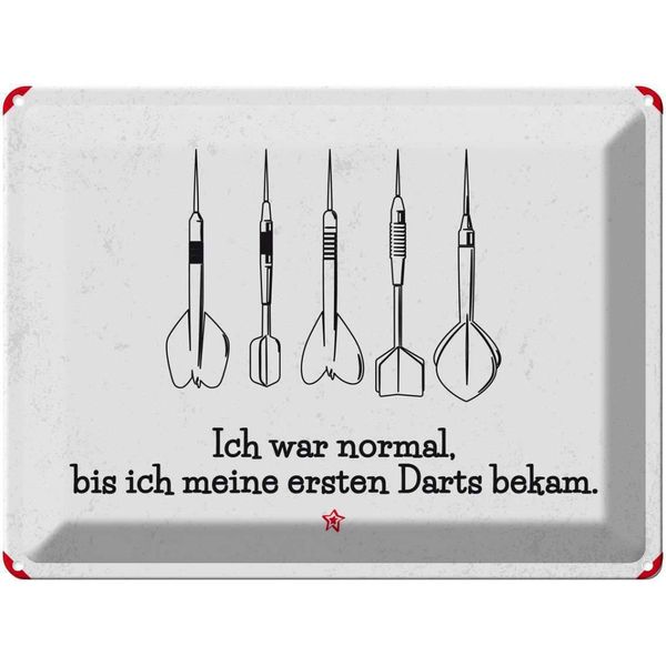 Vianmo Insegna Di Latta 30X40 Cm Dart Ich War Normal Bis Ich Darts-image
