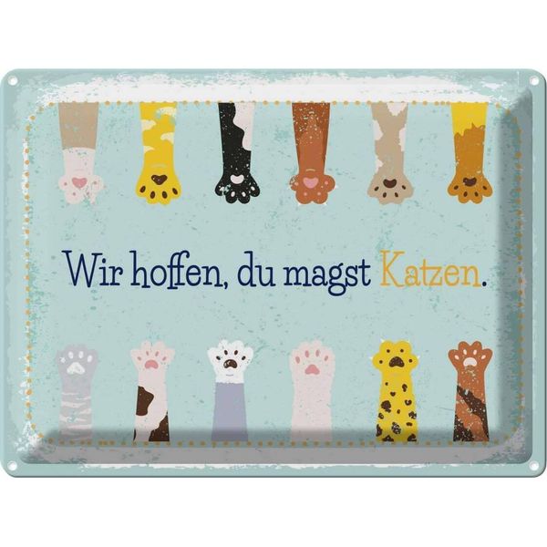 Vianmo Insegna Di Latta 30X40 Cm Katze Wir Hoffen Du Magst Katzen-image
