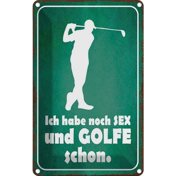 Vianmo Insegna Di Latta 18X12 Cm Ich Habe Noch Sex Und Golfe-image