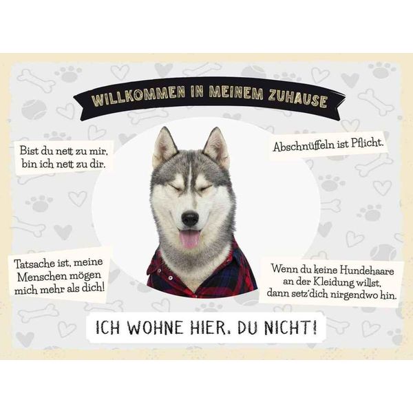 Vianmo Insegna In Legno 30X40 Cm Tiere Haski Willkommen Wohne Hier-image