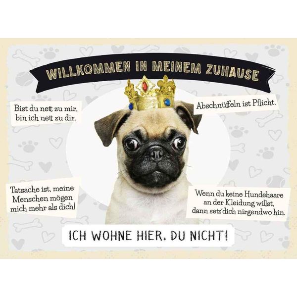 Vianmo Insegna In Legno 30X40 Cm Tiere Mops Willkommen Wohne Hier-image