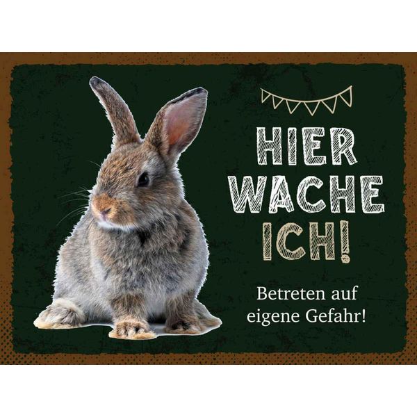 Vianmo Insegna In Legno 30X40 Cm Kaninchen Hier Wache Eigene Gefahr-image
