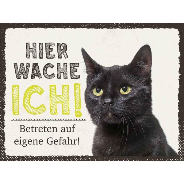 Vianmo Insegna In Legno 30X40 Cm Katze Hier Wache Ich Eigene Gefahr-image