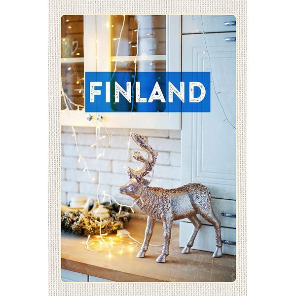 Vianmo Insegna In Legno 18X12 Cm Finnland Hirsch Lichterkette Schrank-image