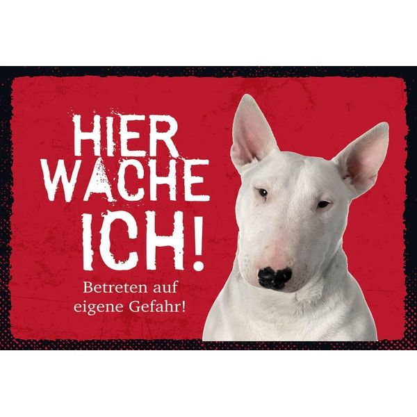Vianmo Insegna In Legno 12X18 Cm Bullterrier Hier Wache Eigene Gefahr-image