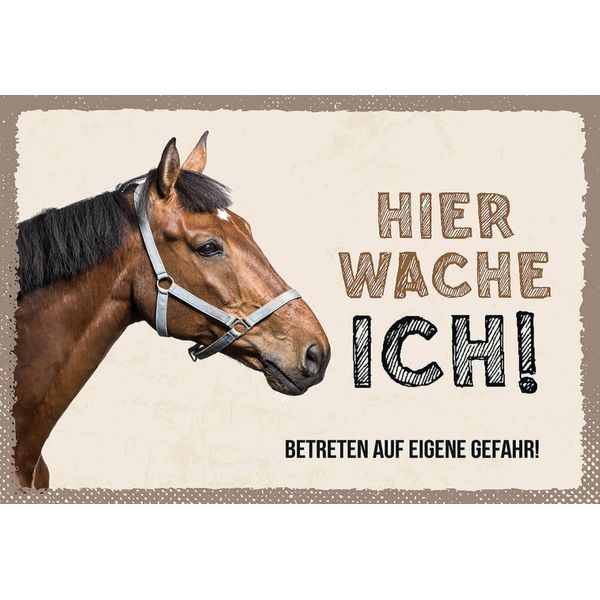 Vianmo Insegna In Legno 12X18 Cm Pferd Hier Wache Ich Eigene Gefahr-image